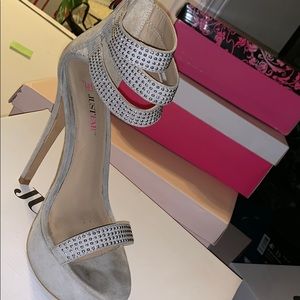 Grey suede heel sandal